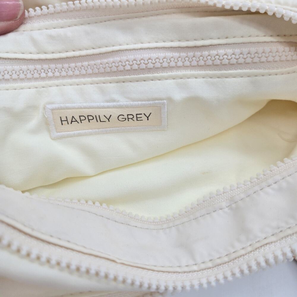 Happily Grey Crescent Puffer Shoulder Purse Cream Knot Handle Bag Charm NEW Twee - Picture 8 of 11